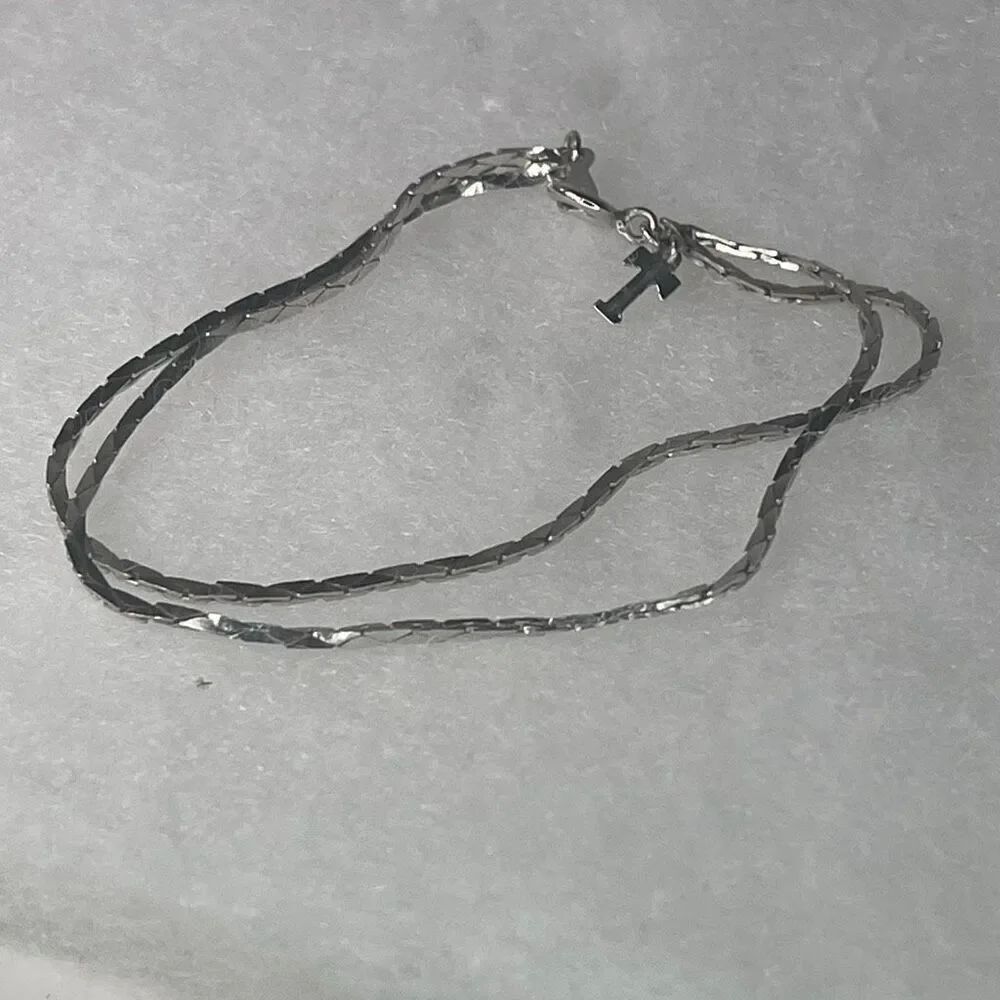 Vintage Trifari double chain silver tone bracelet.